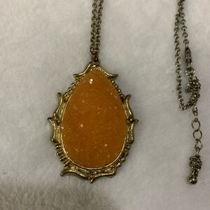 Necklace with Orange Quartz Pendant 30”